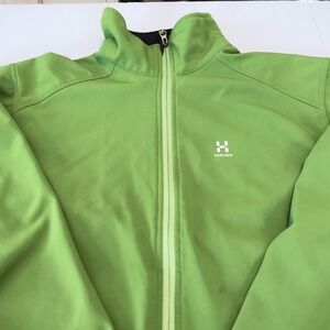Haglofs Polartec Softshell Jacket Mens XL Lime Green Full Zip Technical Hiking